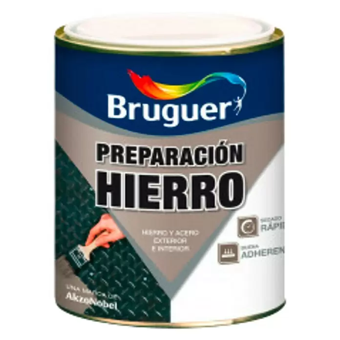 Bruguer Imprimación de adherencia Hierro Secado Rápido - Gris, 750 ml, Satinado - Vista frontal