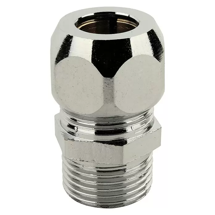 Quetschverschraubung 3 - ⅜″ x 10 mm, Verchromt - Vorderansicht