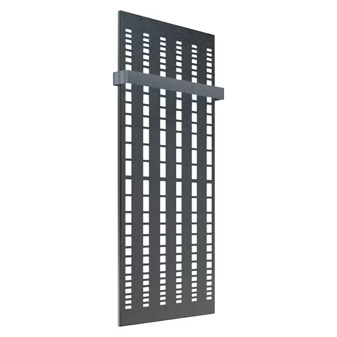 Designheizkörper Broken Mirror 2 - 47 x 120 cm, Mit 1 Handtuchhalter (50 mm), 799 W bei 75/65/20 °C, Edelstahl - Diagonale Ansicht