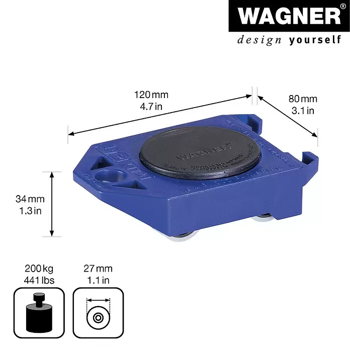 Transporthilfe - 11,7 x 7,9 cm, Traglast: 150 kg - Skizze