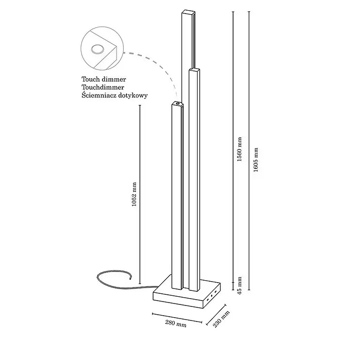 Spotlight LED-Stehleuchte Soho - Höhe: 156 cm - Skizze