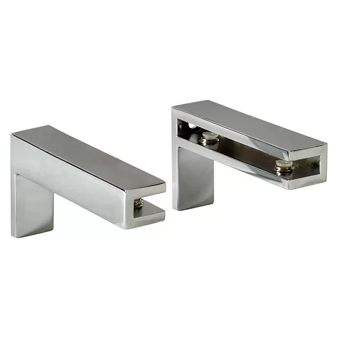 Soporte de pared para estantes square - L x An x Al: 1,8 x 8 x 4,4 cm, Cromo, Apto para: Estantes de vidrio - Vista angular