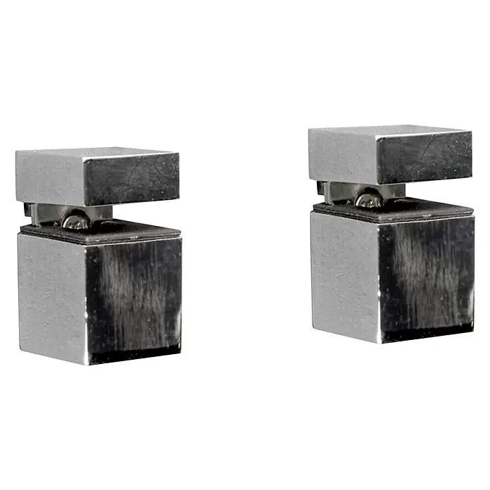 Soporte de pared para estantes cube - L x An x Al: 3 x 3 x 4 cm, Acero inoxidable, Apto para: Estantes de cristal y madera - Vista angular