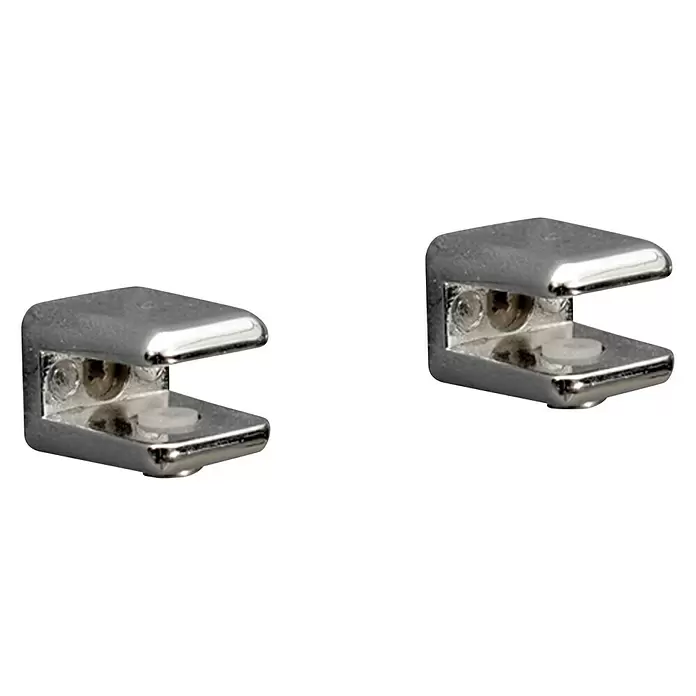 Soporte de pared para estantes minicua - L x An x Al: 1,9 x 2,2 x 1,7 cm, Acero inoxidable, Apto para: Estantes de vidrio - Vista angular