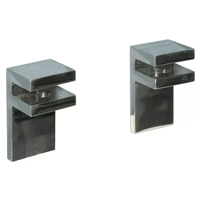 Soporte de pared para estantes Basin low - L x An x Al: 2,5 x 2,5 x 5 cm, Cromo, Apto para: Estantes de vidrio - Vista angular
