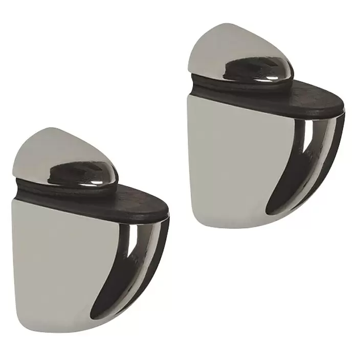 Soporte de pared para estantes pelícano - L x An x Al: 2,5 x 4 x 5 cm, Acero inoxidable, Apto para: Estantes de cristal y madera - Vista angular