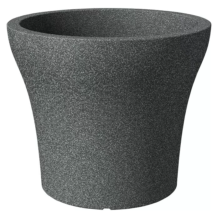 Scheurich Pflanzkübel rund Stone - Außenmaß (Ø x H): 39 x 33,2 cm, Kunststoff, Schwarz granit - Vorderansicht