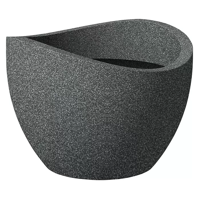 Scheurich Pflanztopf Wave Globe - Außenmaß (Ø x H): 30 x 22,2 cm, Kunststoff, Schwarz Granit - Vorderansicht