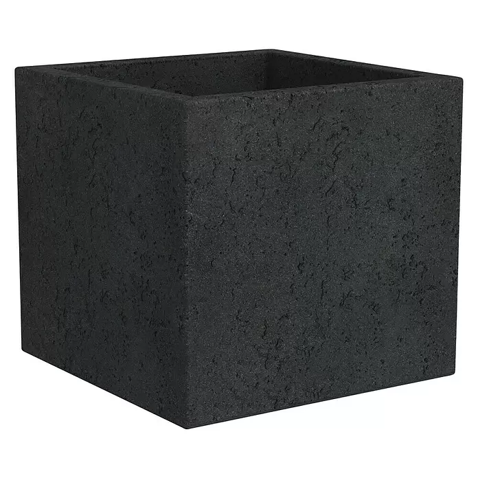 Scheurich Pflanzkübel eckig C-Cube - Außenmaß (L x B x H): 28,5 x 28,5 x 27 cm, Kunststoff, Schwarz - Diagonale Ansicht
