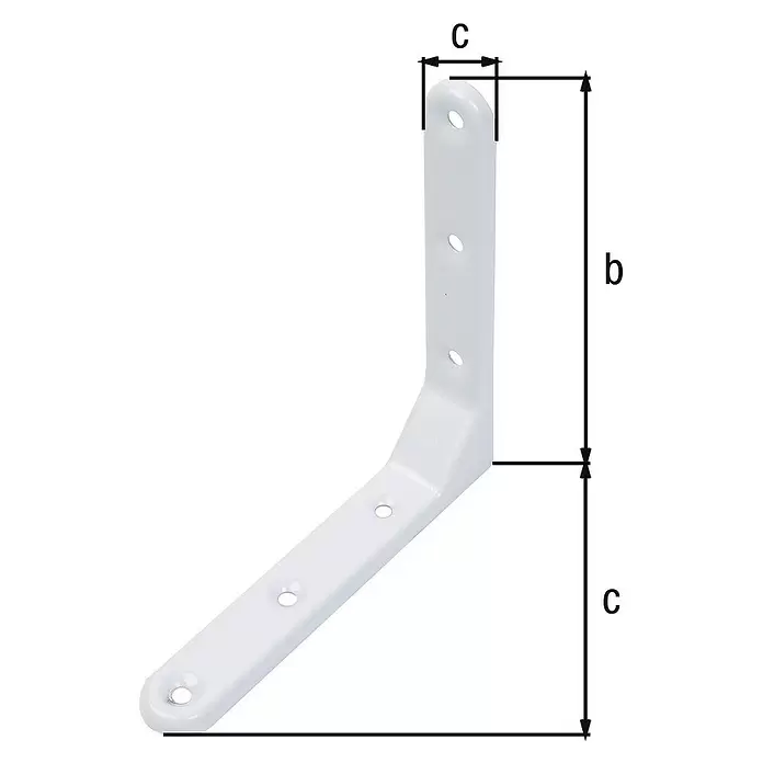 GAH Alberts Escuadra de silla reforzada - L x An x Al: 130 x 130 x 21 mm, Blanco, 6 agujeros - Dibujo técnico