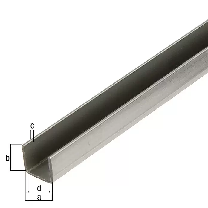 GAH Alberts Perfil en U cuadrado - L x An x Al: 3.000 x 20 x 20 mm, Espesor: 1,5 mm, Acero - Dibujo técnico