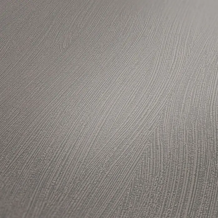 my look Vliestapete - Dunkelgrau, Bedruckt, Uni, 10,05 x 0,53 m - Nahaufnahme einer grauen Tapete mit linearem Muster, das eine dezente Textur und ein elegantes Aussehen für Innenräume bietet.