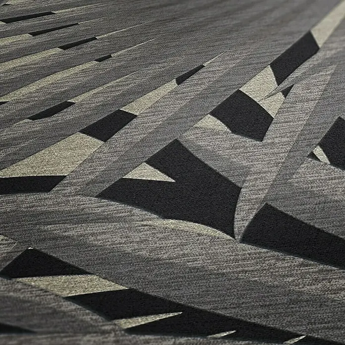 AS Creation Metropolitan Stories II Vliestapete Palme - Grau/Schwarz, Floral, 10,05 x 0,53 m - Abstraktes Muster mit grauen und schwarzen Dreiecken, ideal für moderne Wandgestaltung.\n