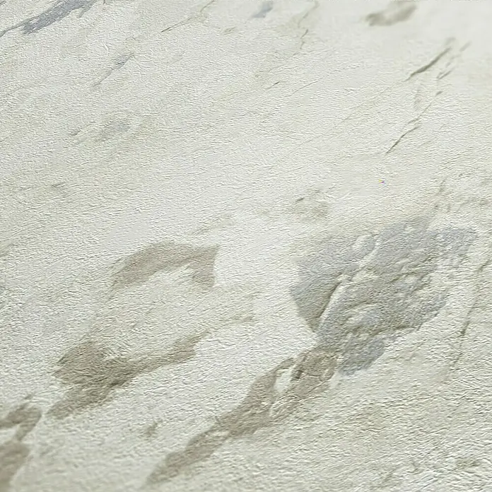 AS Creation Metropolitan Stories II Vliestapete Putzwand - Weiß/Grau, Steinoptik, 10,05 x 0,53 m - Nahaufnahme einer hellen Marmorstruktur mit subtilen grauen Nuancen, die das elegante Muster und die feine Textur hervorhebt.