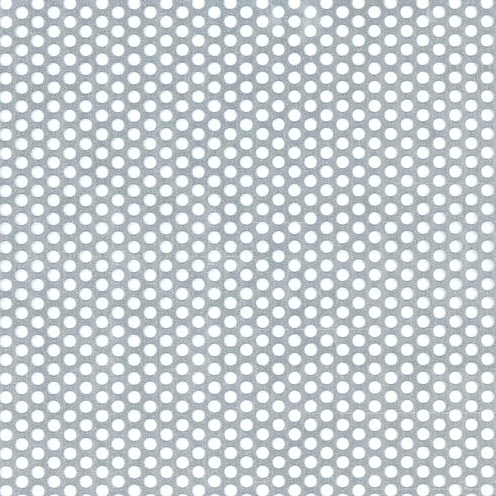 Kantoflex Kerek perforált lemez - Vastagság: 1,5 mm, Acél, Galvanizált - Ezüstszínű perforált lemez. A termék egy finom, ezüstszínű perforált lemez, szabályosan elrendezett, kerek lyukakkal, sokféle felhasználásra alkalmas.