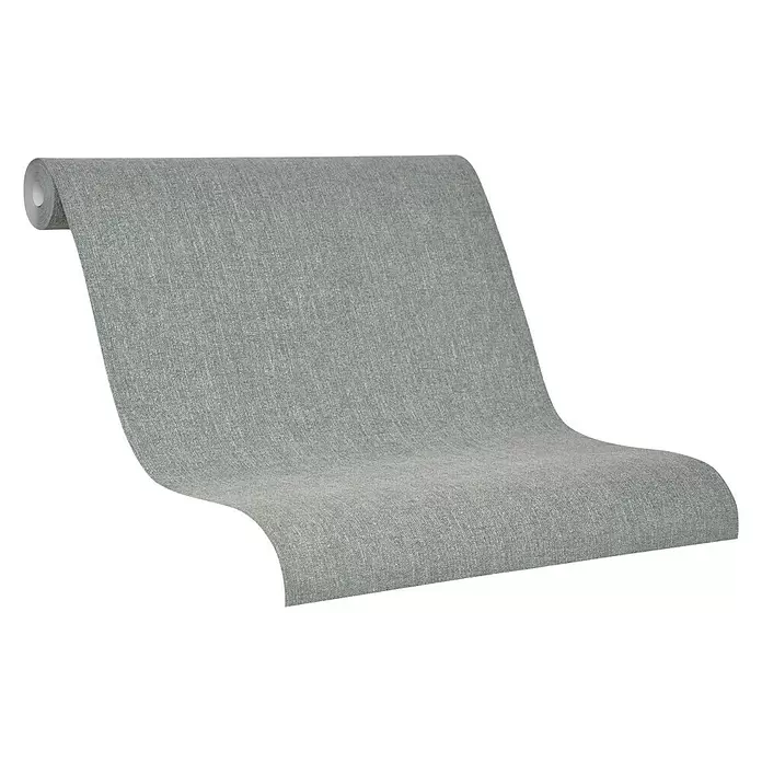 SCHÖNER WOHNEN-Kollektion Vliestapete Unistruktur - Grün/Grau, Uni, 10,05 x 0,53 m - Diagonale Ansicht