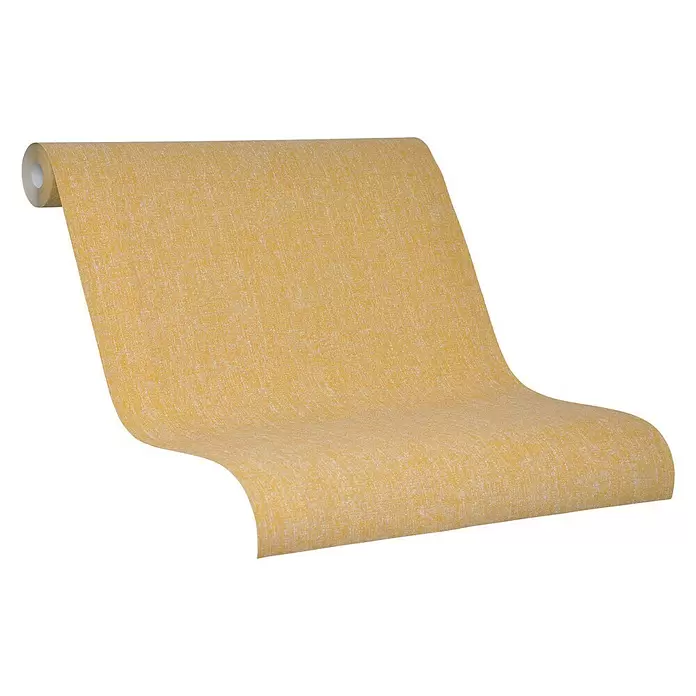SCHÖNER WOHNEN-Kollektion Vliestapete Unistruktur - Ocker, Uni, 10,05 x 0,53 m - Diagonale Ansicht