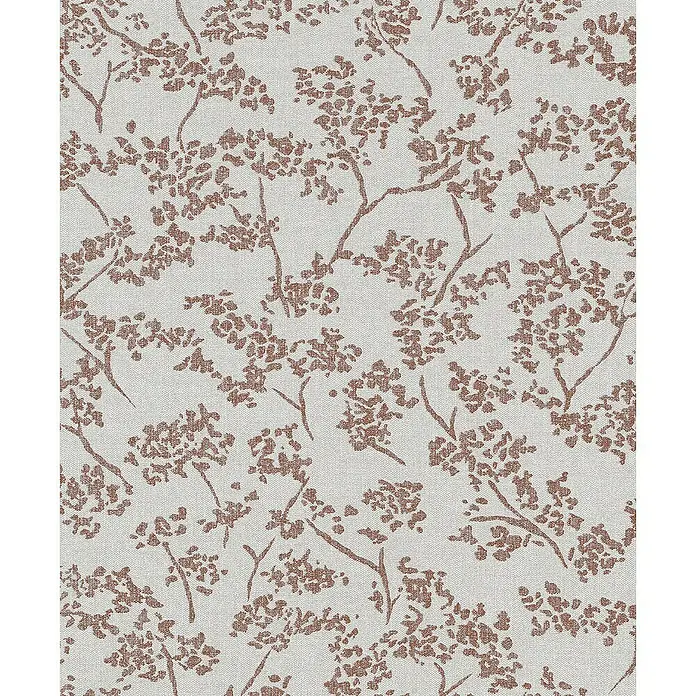 SCHÖNER WOHNEN-Kollektion New Spirit Vliestapete Struktur I - Grau/Gold, Floral, 10,05 x 0,53 m - Ein Stoffmuster mit stilisierten blühenden Ästen in Braun auf einem cremefarbenen Hintergrund, ideal für stilvolle Heimtextilien.