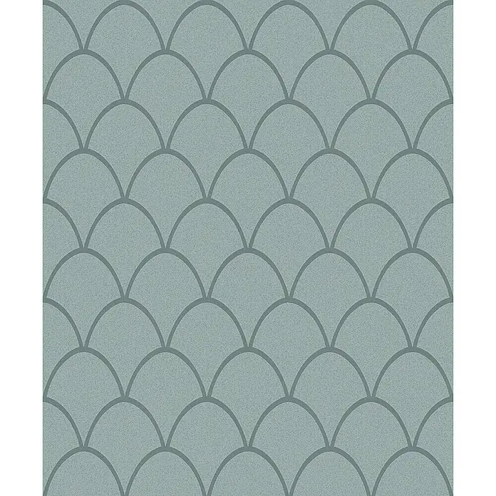SCHÖNER WOHNEN-Kollektion New Spirit Vliestapete - Grün, Grafisch, 10,05 x 0,53 m - Elegantes Fischschuppenmuster in Blaugrau. Dezente Textur mit feinen Linien für einen modernen Look, ideal für Wandgestaltungen.