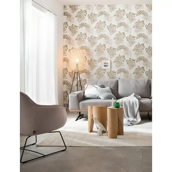 SCHÖNER WOHNEN-Kollektion New Spirit Vliestapete Fensterblatt - Beige/Weiß, Floral, 10,05 x 0,53 m - Stimmungsaufnahme