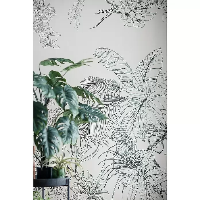 SCHÖNER WOHNEN-Kollektion New Spirit Fototapete Digitaldrucktapete Blüten - 212 x 270 cm, Schwarz/Weiß - Stimmungsaufnahme