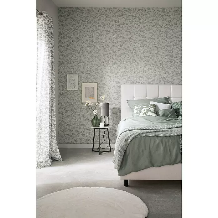 SCHÖNER WOHNEN-Kollektion New Spirit Vliestapete Struktur I - Beige/Blau, Floral, 10,05 x 0,53 m - Stimmungsaufnahme