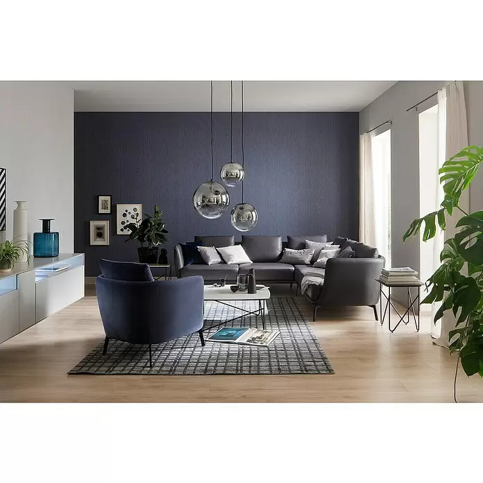 SCHÖNER WOHNEN-Kollektion New Spirit Vliestapete Struktur - Blau, Uni, 10,05 x 0,53 m - Stimmungsaufnahme