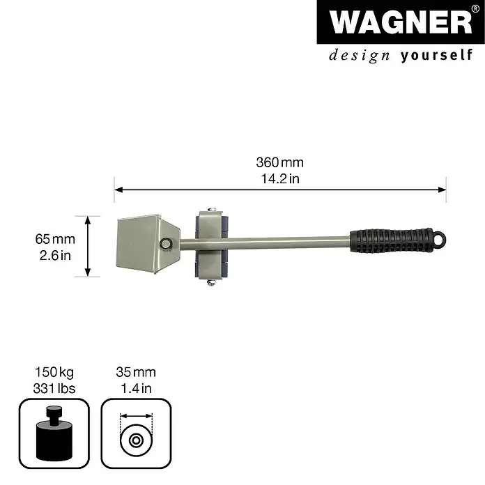 Wagner System Transporthilfe MM 3121 - Länge: 360 mm, Traglast: 150 kg - Skizze