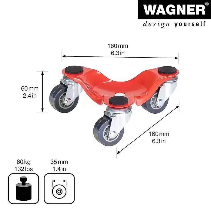 Wagner System Transportroller MM 1193 - L x B x H: 160 x 160 x 60 mm, Traglast: 60 kg - Skizze