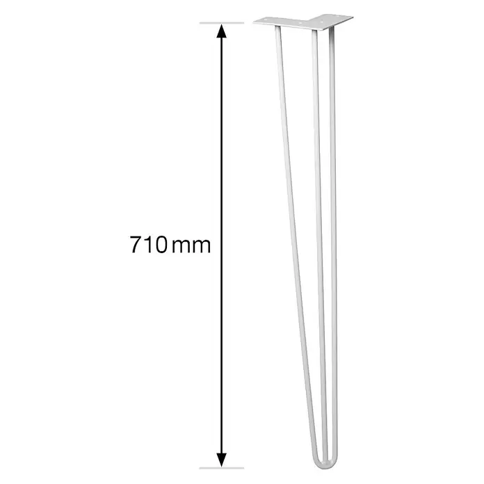 Wagner System Möbelfuß Hairpinlegs - Länge: 710 mm, Licht Grau, Stahl - Skizze