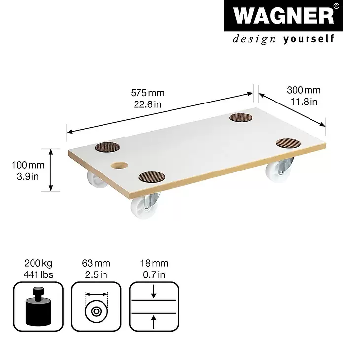 Wagner System Transporthilfe MM 1319 - L x B x H: 57,5 x 30 x 10 cm, Traglast: 200 kg - Skizze
