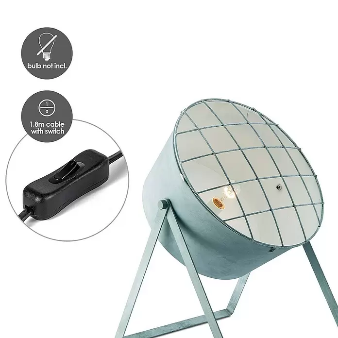 Home Sweet Home Clemento Tischleuchte rund - 60 W, Ø x H: 420 mm x 62 cm, Grau, E27 - Skizze
