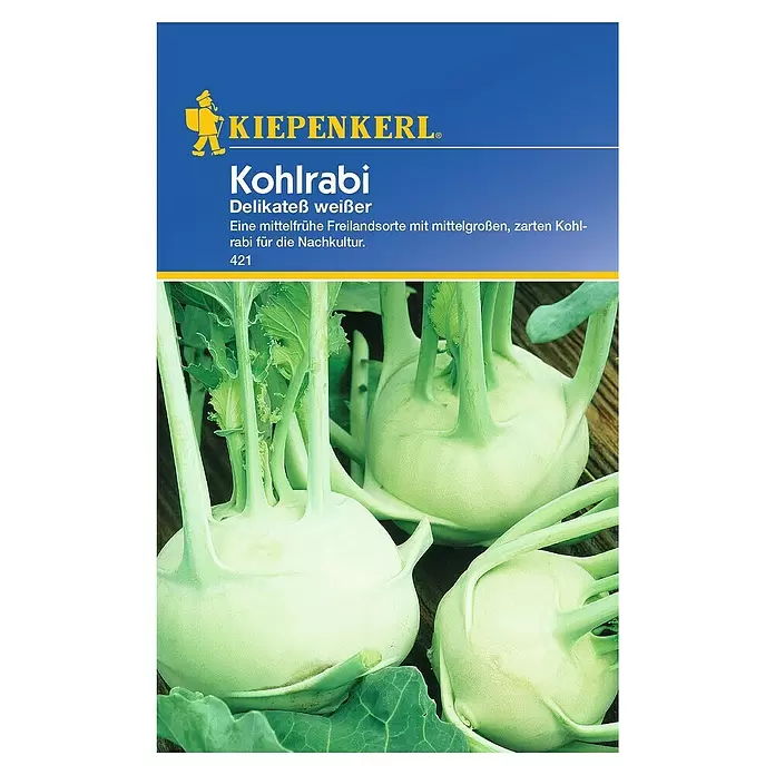 Kiepenkerl Gemüsesamen Kohlrabi Delikateß - Brassica oleracea var. gongylodes, Erntezeit: Juni - Vorderansicht