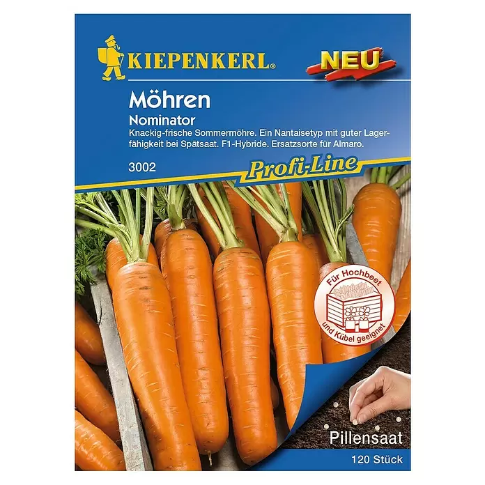 Kiepenkerl Profi-Line Gemüsesamen Möhre - Nominator - Pillensaat, Daucus carota, Erntezeit: Juli - Vorderansicht