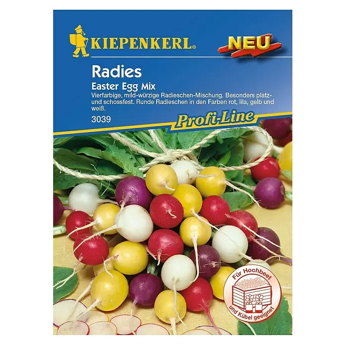 Kiepenkerl Profi-Line Gemüsesamen Radieschen - Easter Egg Mix, Raphanus sativus var. sativus, Erntezeit: Juli - Vorderansicht