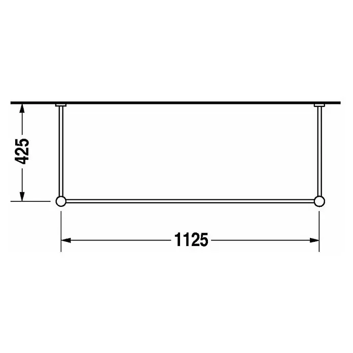 Duravit Vero Konsole - B x L: 112,5 x 42,5 cm, Chrom, Metall, Passend für: Duravit Vero Waschtische - Skizze
