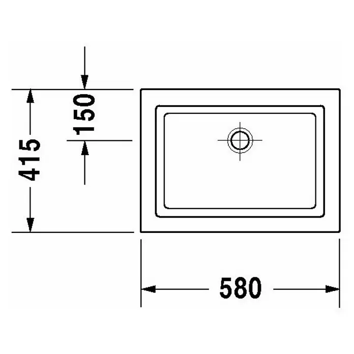 Duravit 2nd floor Aufsatzwaschbecken - 58 x 41,5 cm, Ohne Spezialglasur, Hahnloch: Ohne, Ohne Überlauf, Weiß - Skizze