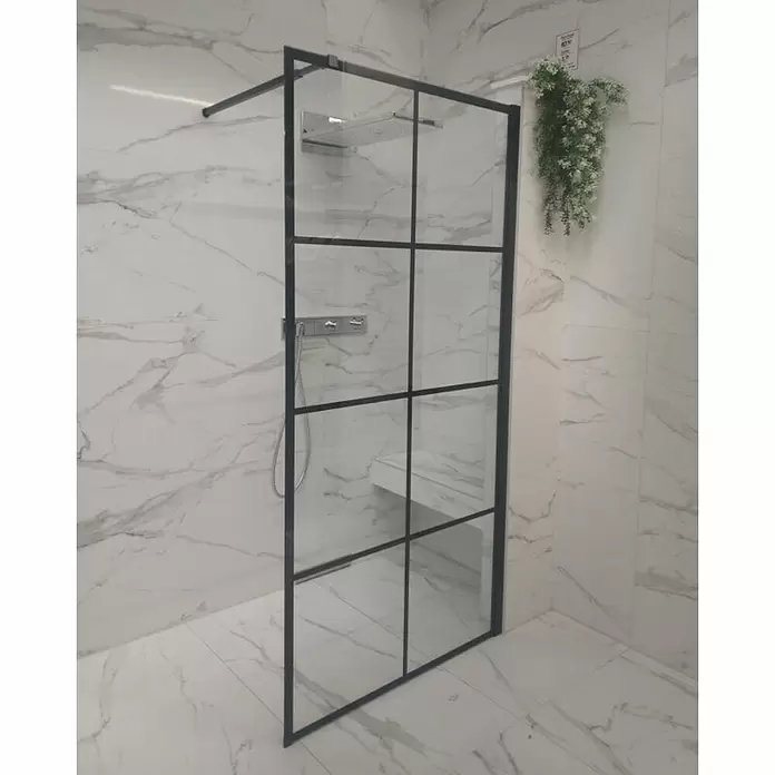 Aquaart Tuš stijena Vetro Cubo - Crne boje, Š x V: 110 x 200 cm, Debljina: 8 mm - Živopisni prikaz