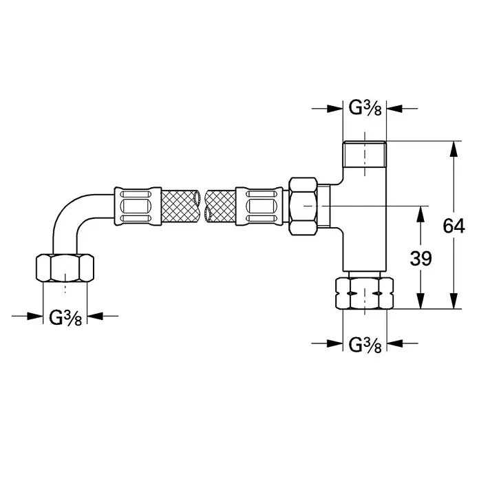 Grohe Anschluss-Set Grohtherm - ⅜″, Passend für:  Grohe Grohtherm Micro - Skizze