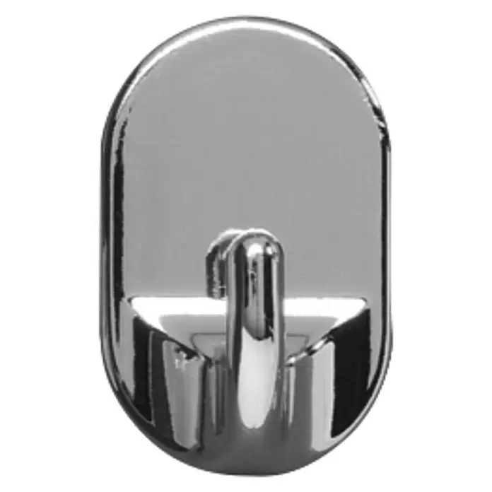 Colgador adhesivo Ovalado mediano - Plástico, Cromo, 3 ud. - Vista frontal