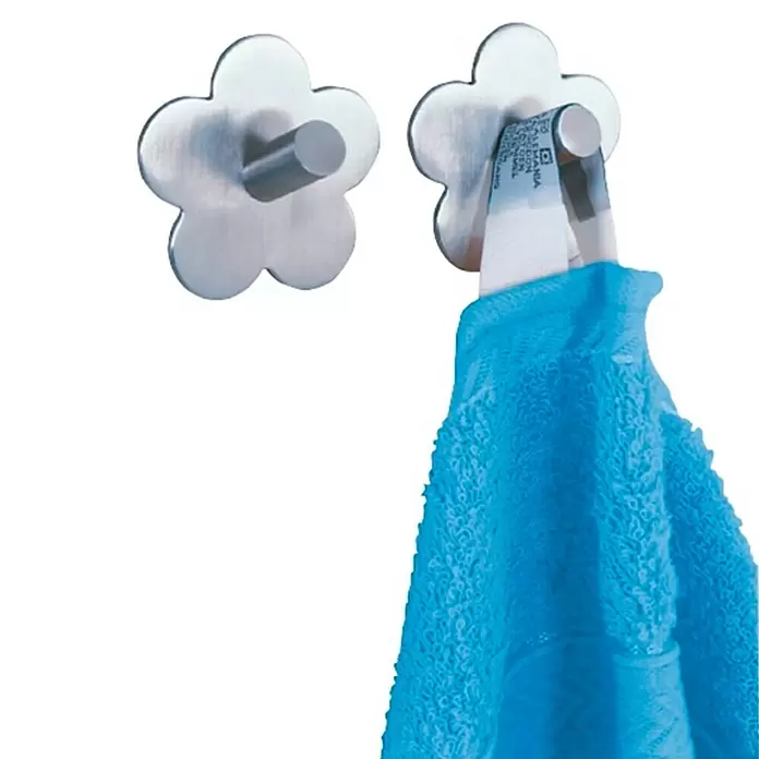 Colgador adhesivo Fiore - Acero inoxidable, Plateado, 2 ud. - Primer plano