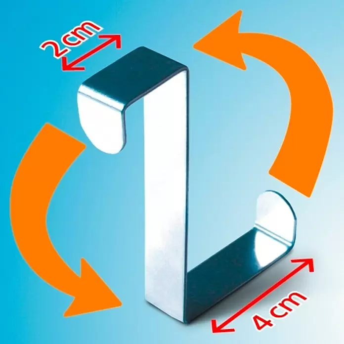 Wenko Gancho de puerta - Acero inoxidable, 6 ud. - Dibujo técnico