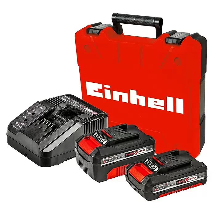 Einhell Power X-Change Akku-Schlagbohrschrauber TE-CD 18/50 Li-i BL - 18 V, 2 Akkus, 2 Ah - 4 Ah, Leerlaufdrehzahl: 0 U/min - 1.800 U/min - Diagonale Ansicht