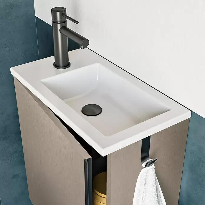 Riva Badmöbel-Set Indus - 46 cm, Grau, Matt - Stimmungsaufnahme