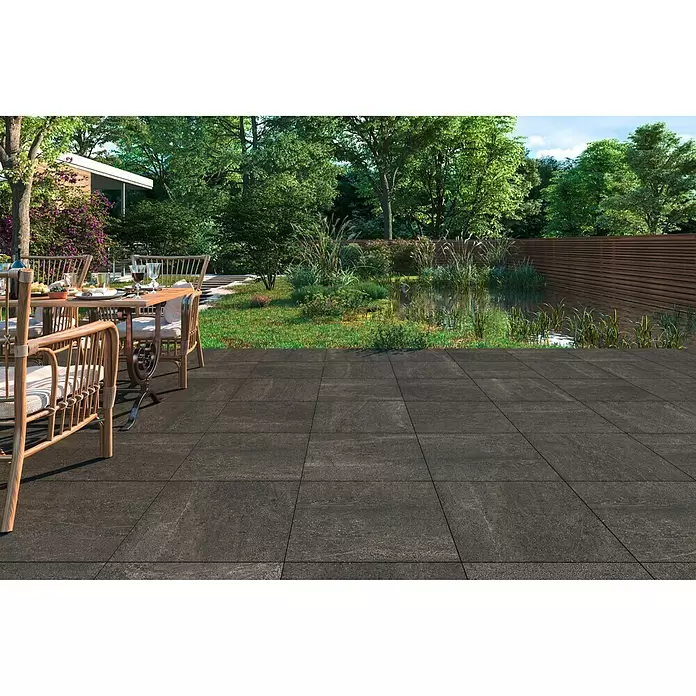 Terrassenfliese Terrassimo - 60 x 60 x 2 cm, Anthrazit, Matt - Stimmungsaufnahme