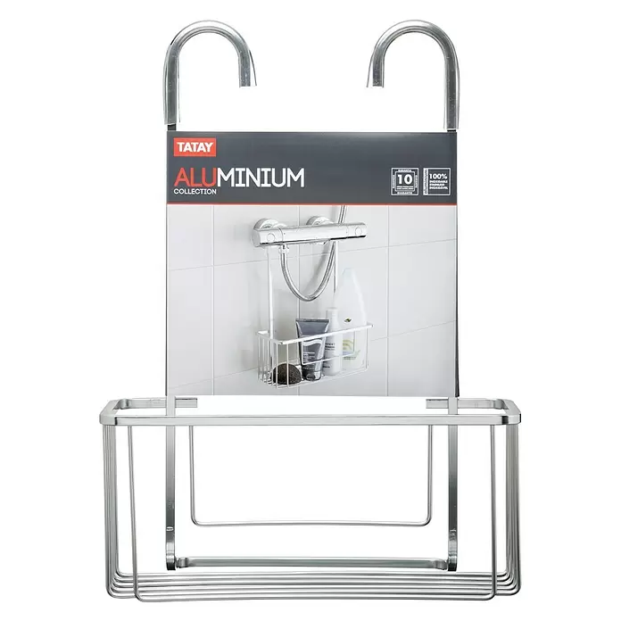 Tatay Aluminium Cesta de baño - L x An x Al: 12,8 x 28 x 38,5 cm, Cromo - Vista frontal
