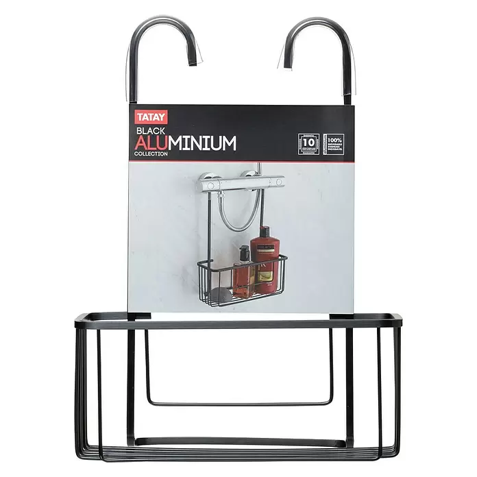 Tatay Aluminium Cesta de baño - L x An x Al: 12,8 x 28 x 38,5 cm, Negro - Vista frontal