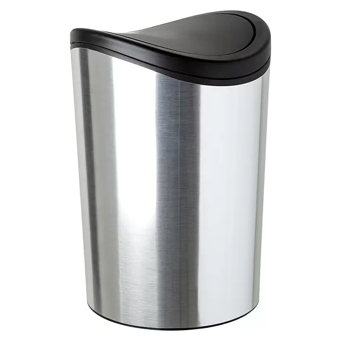 Tatay Cubo de la basura STD - 6 l, Negro/Acero inoxidable - Vista angular