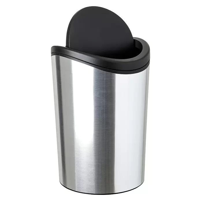 Tatay Cubo de la basura STD - 6 l, Negro/Acero inoxidable - Vista angular