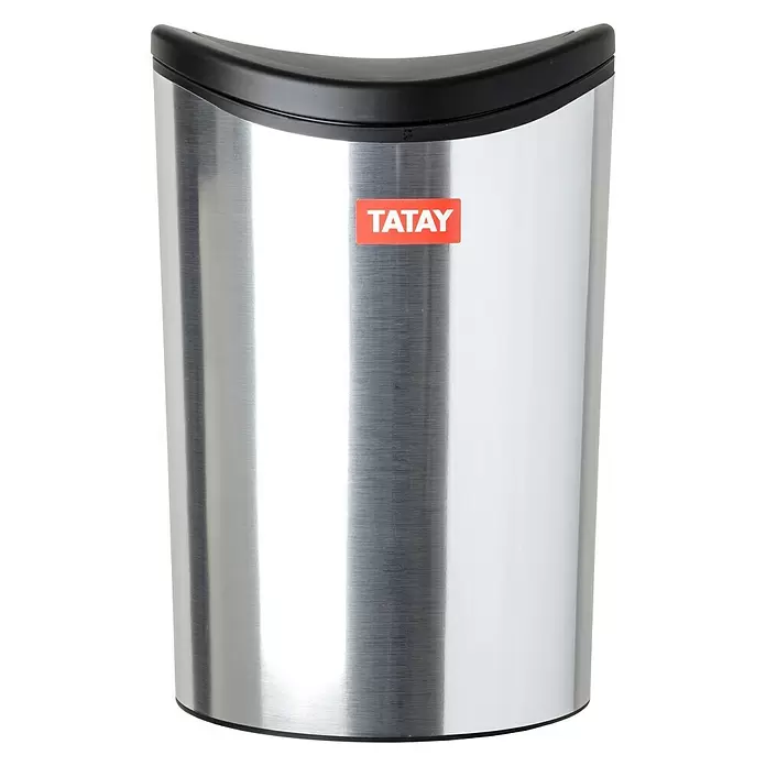 Tatay Cubo de la basura STD - 6 l, Negro/Acero inoxidable - Vista frontal